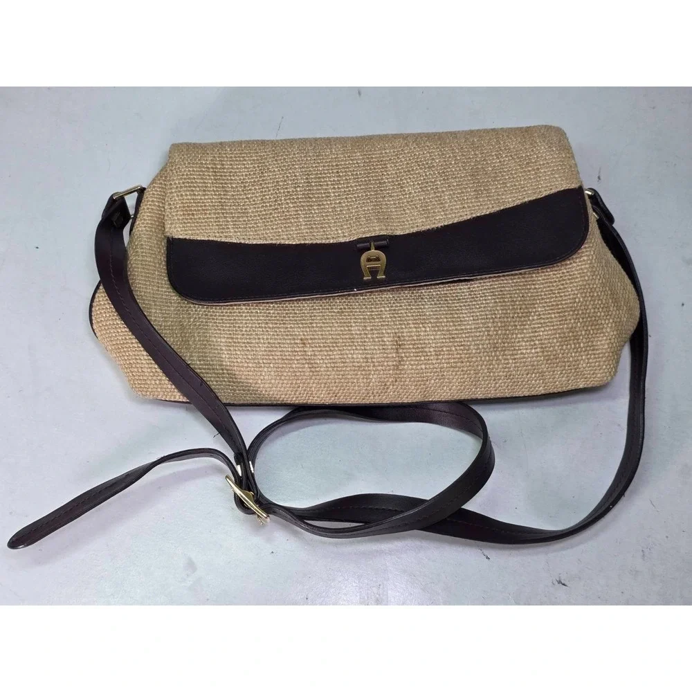Etienne Aigner Vintage Straw Shoulder Bag Classic Crossbody Purse Rare